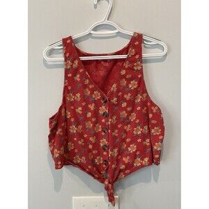 American Eagle cropped tie floral sleevless top XL